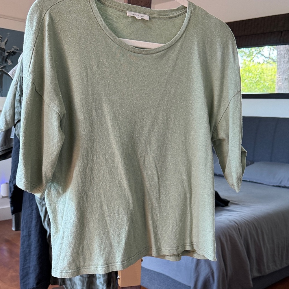 Light Sage Relaxed Crewneck Top - Maison Anje
